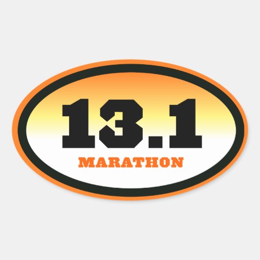 13.1 Halve marathon Zwart en Sinaasappel Ovaal Ovale Sticker (Voorkant)
