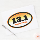 13.1 Halve marathon Zwart en Sinaasappel Ovaal Ovale Sticker (Envelop)