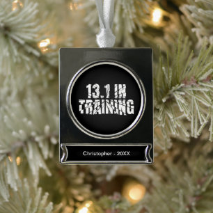 13.1 in training halve marathon lopen gebroken woo verzilverd banner ornament