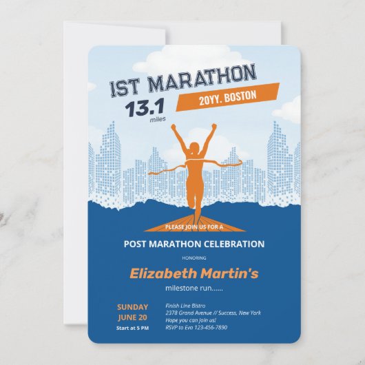 13.1mijl 1e Marathon-Post Marathonfeest Kaart (Voorkant)