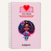 13 African American Girl Writing Supplies Students Notitieboek (Voorkant)