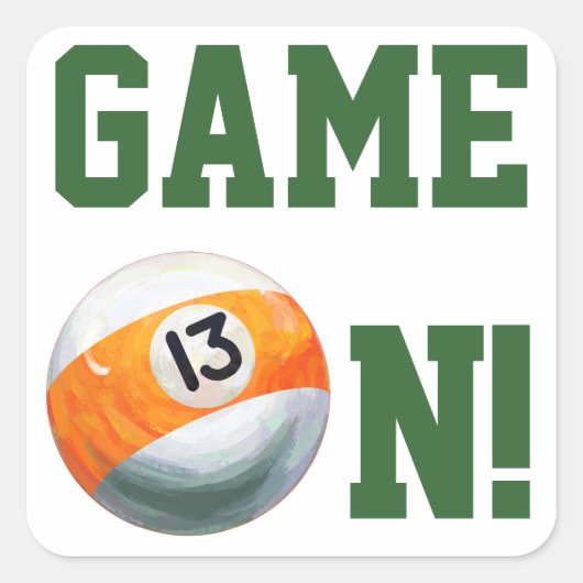 13 Ball Vierkante Sticker (Voorkant)