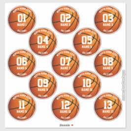 13 basketbalspelers INDIVIDUEEL gepersonaliseerd Sticker