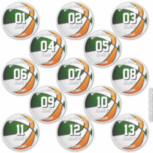 13 basketbalstickers groene oranje teamkleuren sticker
