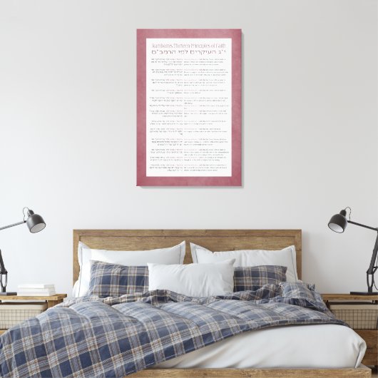 13 beginselen van de joodse geloofsovertuiging roz canvas afdruk (Insitu (Slaapkamer))