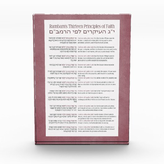 13 beginselen van de joodse geloofsovertuiging roz fotoblokken (Voorkant)