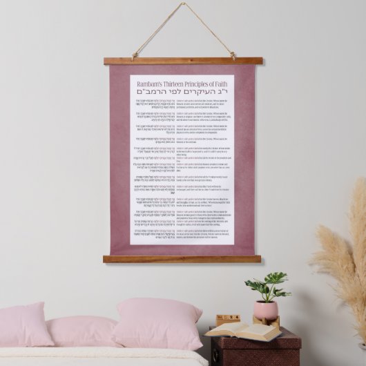 13 beginselen van de joodse geloofsovertuiging roz hangend wandkleed (Slaapkamer)