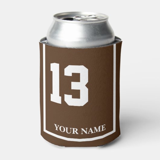 13 Bruin met Witte Paard Zadeldeken Custom Blikjeskoeler (Blikje Voorkant)