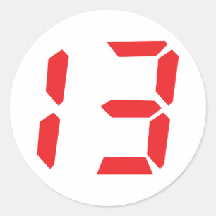 13 dertien digitale alarmklok ronde sticker
