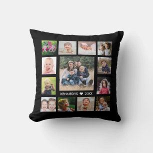13 Familie Foto Collage Creëer Your Own Black Kussen