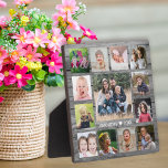 13 Familie Foto Collage Sjabloon Grijs Hout Fotoplaat<br><div class="desc">Creëer uw eigen foto collage plaquette met 13 van uw favoriete afbeeldingen op een rustieke houten achtergrond.Personaliseer met familienaam en gevestigde datum.</div>