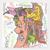 13 fases kwadraat vierkante sticker (Voorkant)