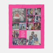 13 Foto collage en tekst - Kan Hot Pink bewerken Fleece Deken (Voorkant)