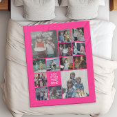13 Foto collage en tekst - Kan Hot Pink bewerken Fleece Deken