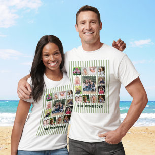 13 Foto Collage Familienaam Saliegroen Gestreepte T-shirt