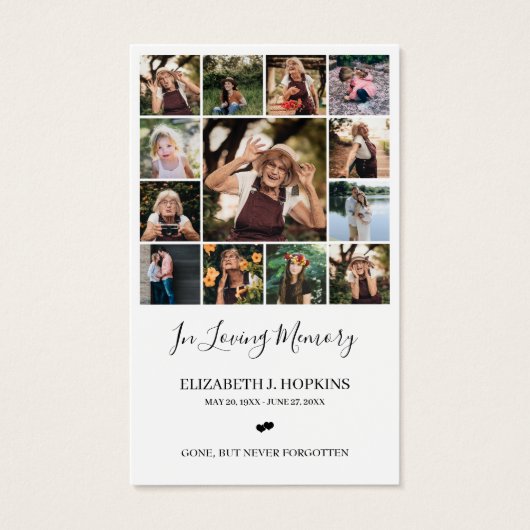13 Foto Collage Funeral Memorial Prayer Kaarten Visitekaartje (Voorkant)