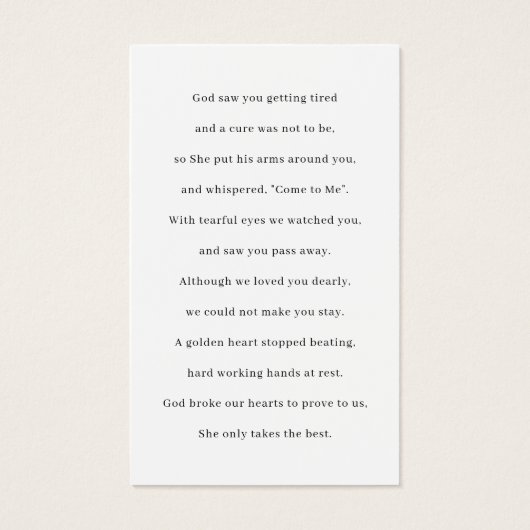 13 Foto Collage Funeral Memorial Prayer Kaarten Visitekaartje (Achterkant)