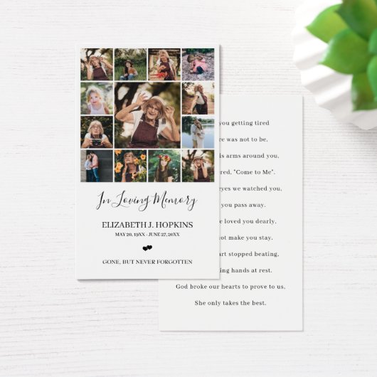 13 Foto Collage Funeral Memorial Prayer Kaarten Visitekaartje (Bureau)