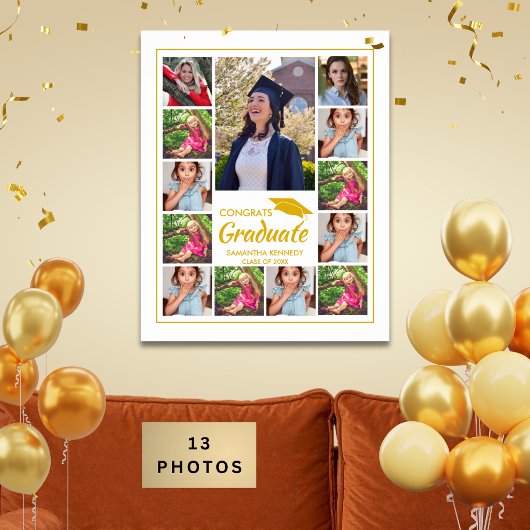 13 Foto Collage Gouden Mut Congrats Afgestudeerde Poster
