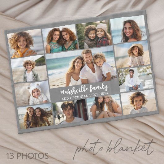 13 foto collage met tekst in het midden fleece deken