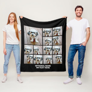 13 Foto Collage Modern Square Layout Black Fleece Deken