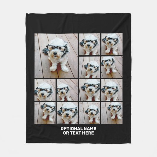 13 Foto Collage Modern Square Layout Black Fleece Deken (Voorkant)