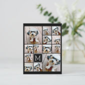 13 Foto Collage Monogram zwart - Kan kleur bewerke Briefkaart (Staand voorkant)