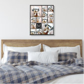 13 Foto Collage Monogram zwart - Kan kleur bewerke Canvas Afdruk (Insitu (Slaapkamer))