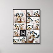 13 Foto Collage Monogram zwart - Kan kleur bewerke Canvas Afdruk (Voorkant)