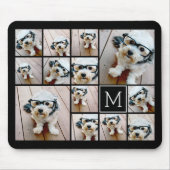 13 Foto Collage Monogram zwart - Kan kleur bewerke Muismat (Voorkant)