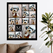 13 Foto Collage Monogram zwart - Kan kleur bewerke Poster