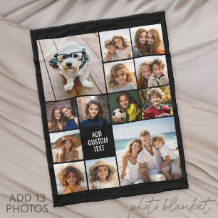 13 Foto Collage Raster - Aangepaste Tekst Kan Bewe Fleece Deken