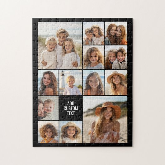 13 Foto Collage Raster - Aangepaste Tekst Minimaal Legpuzzel (Verticaal)