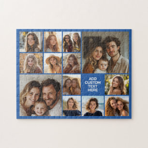 13 Foto Collage Raster Blauwe achtergrond Witte te Legpuzzel