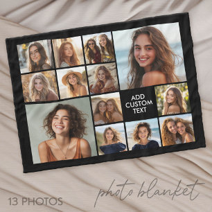 13 Foto Collage Raster Zwarte achtergrond zwarte t Fleece Deken