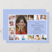 13 Foto Collage Verticaal Blauw Foto Uitnodiging 2 (Voorkant / Achterkant)