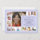 13 Foto-collage - Verticaal blauwe fotouitnodiging Kaart (Voorkant)