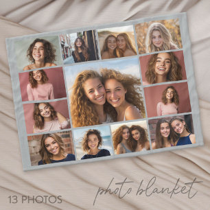 13 foto Instagram collage met grijze achtergrond Fleece Deken