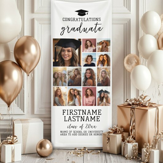13 Fotocollage Afstuderen Modern Minimaal Wit Spandoek