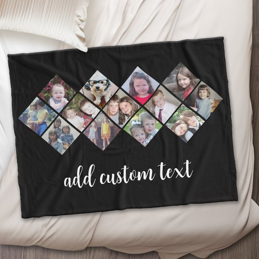 13 Fotocollage - diamantpatroon - zwart Fleece Deken