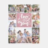 13 Fotocollage Love You Mom Pink Fleece Deken (Voorkant)