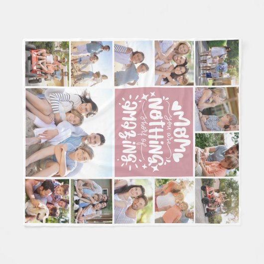 13 fotocollage mam je bent geweldig roze fleece deken (Voorkant (Horizontaal))