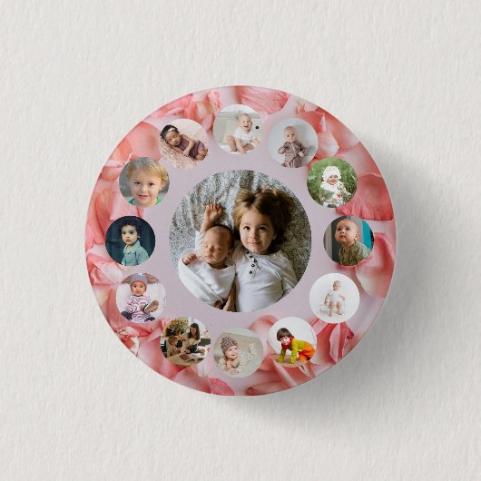 13 Foto's collage Persoonlijke naam rosy Ronde Button 3,2 Cm (Voorkant)