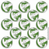 13 green volleyball stickers one for each athlete (Voorkant)