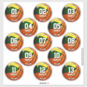 13 Groen Goud Sportteam Kleuren Basketbal Sticker (Vel)