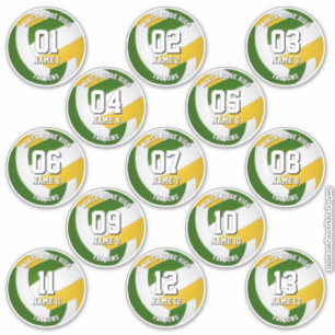 13 groene gouden teamkleuren volleybalspelers sticker