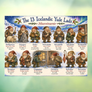 13 IJslandse Kerstmannen Kerst reykjavik Raamsticker