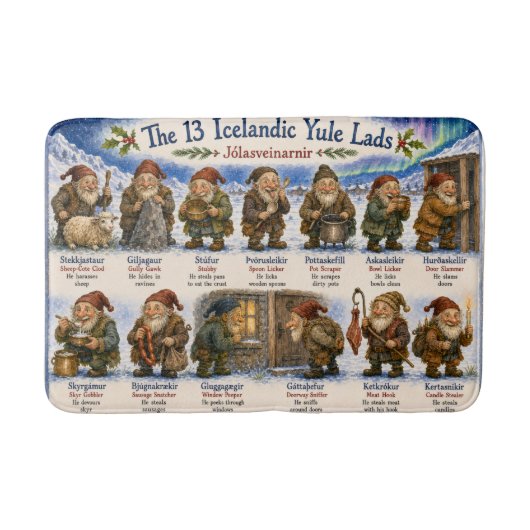 13 IJslandse Kerstmannen Kerstmis reykjavik Badmat (Voorkant)