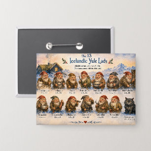 13 IJslandse Yule Lads Kerstmis in IJsland Button