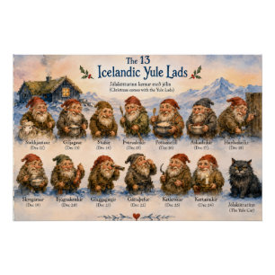 13 IJslandse Yule Lads Kerstmis in IJsland Perfect Poster